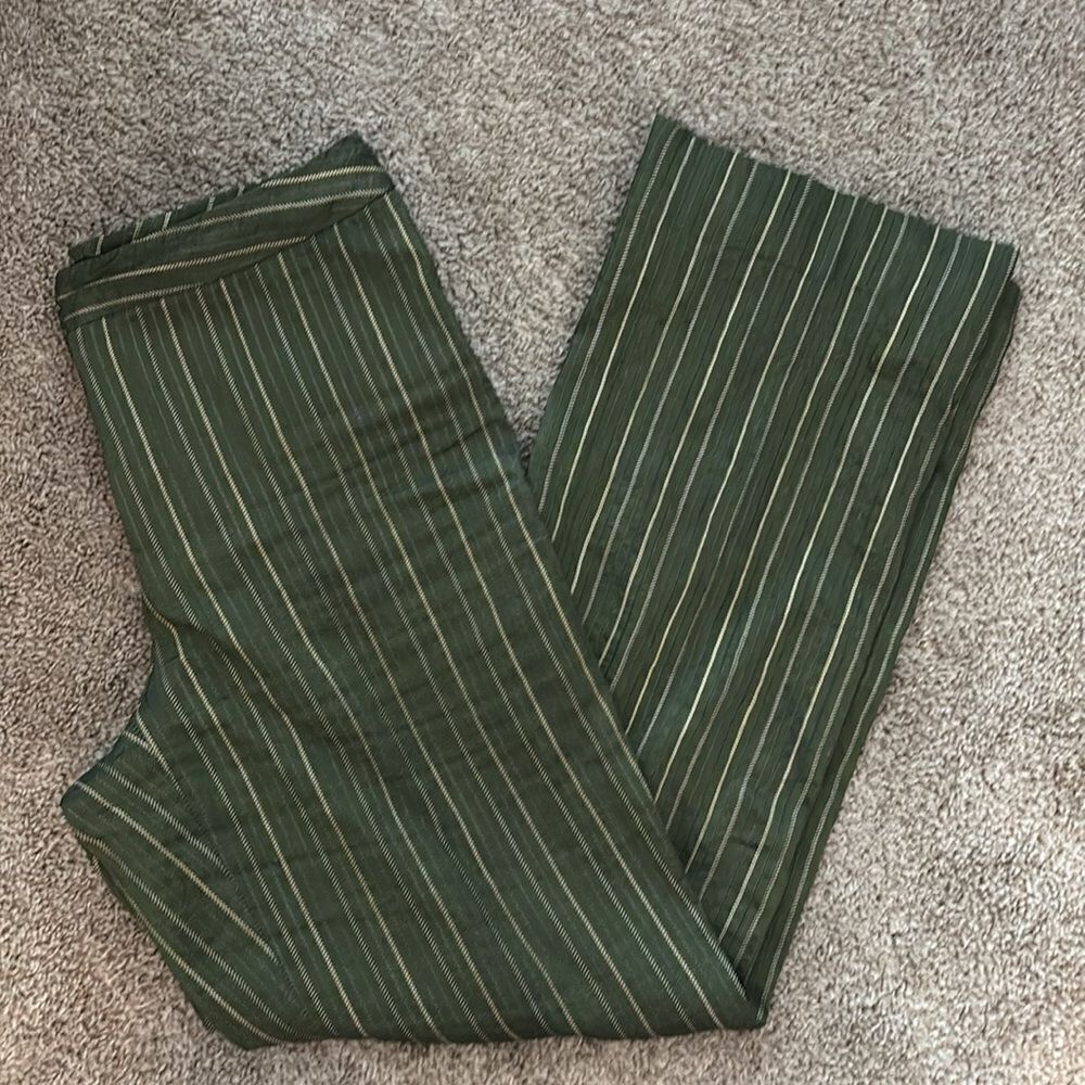Lafayette 148 Viscose / Linen Dress Pants Green Striped size 6
